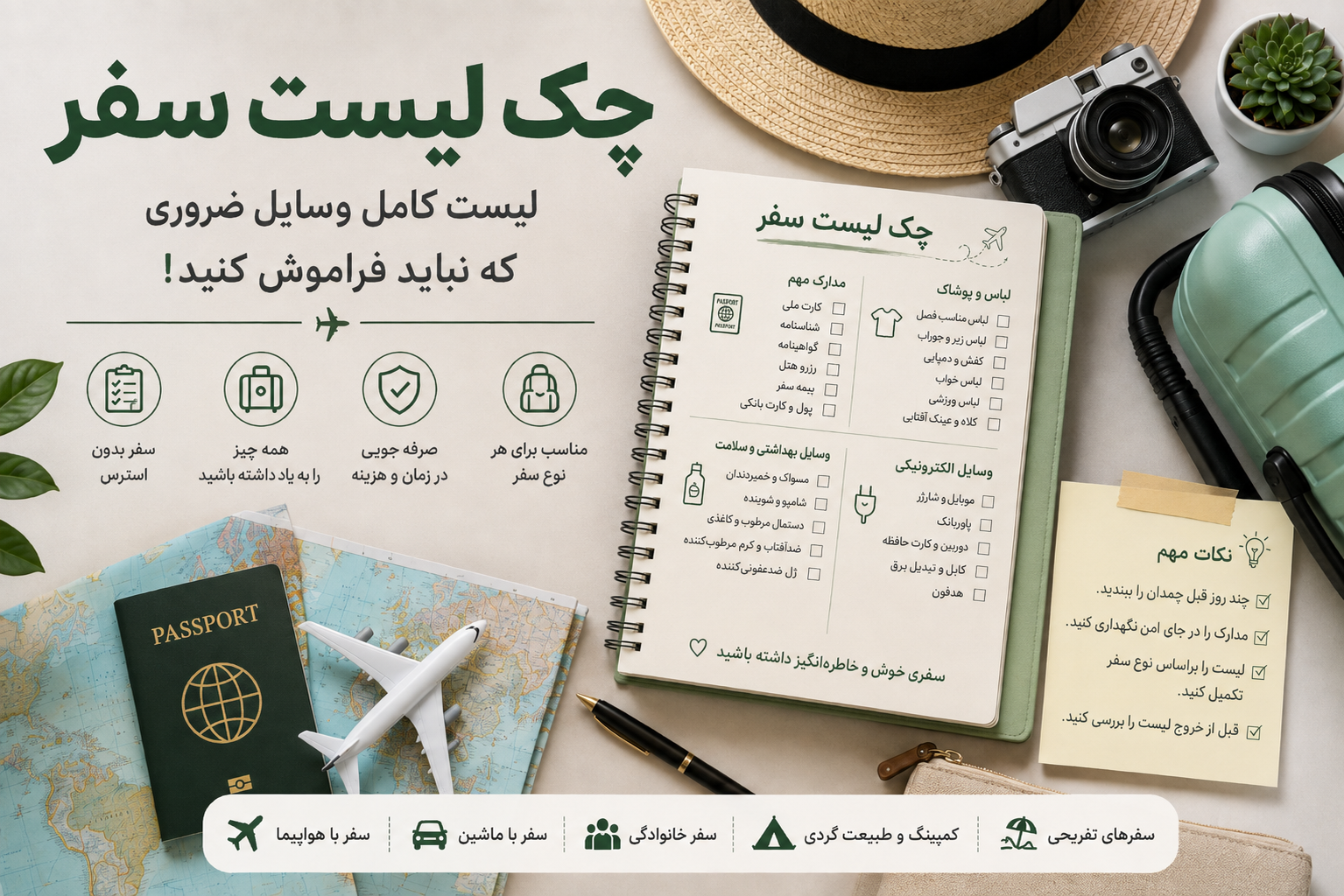 چک لیست سفر ؛ چه وسایلی برای سفر برداریم؟